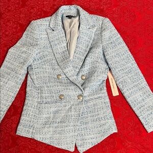 Aqua Light Blue Bouclé Double-Breasted Blazer Size XS NWT Women’s Dressy Jacket